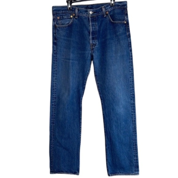 Levi’s Mens 501 Original Fit Jeans Blue Medium Wash Denim Button Fly Rigid 36 34 - Picture 9 of 9